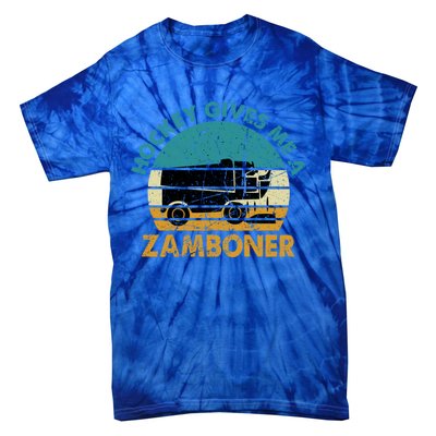 Hockey Gives Me A Zamboner Funny Hockey Retro Vintage Gift Tie-Dye T-Shirt