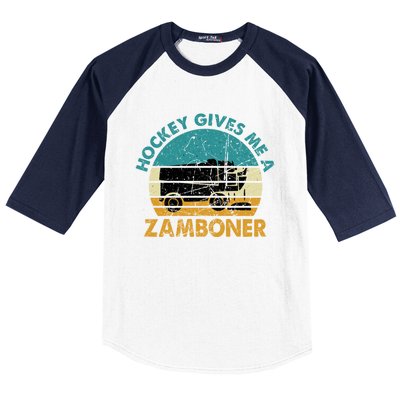 Hockey Gives Me A Zamboner Funny Hockey Retro Vintage Gift Baseball Sleeve Shirt