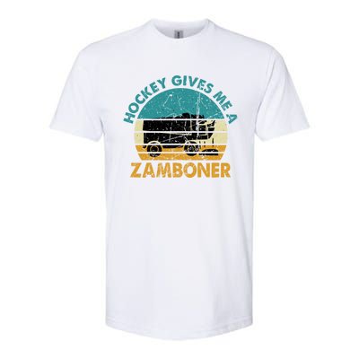 Hockey Gives Me A Zamboner Funny Hockey Retro Vintage Gift Softstyle CVC T-Shirt