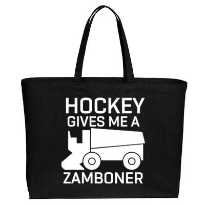 Hockey Gives Me A Zamboner Funny Hockey Gift Cotton Canvas Jumbo Tote