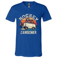 Hockey Gives Me A Zamboner Vintage Hockey Fan V-Neck T-Shirt