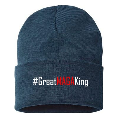 Hashtag Great MAGA King Trump 2024 Sustainable Knit Beanie