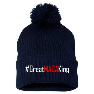 Hashtag Great MAGA King Trump 2024 Pom Pom 12in Knit Beanie