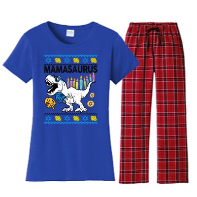 Hanukkahcute Gift Mom Mamasaurus Chanukah Dinosaur Funny Great Gift Women's Flannel Pajama Set