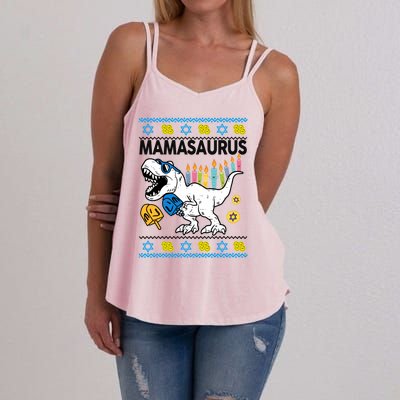 Hanukkahcute Gift Mom Mamasaurus Chanukah Dinosaur Funny Great Gift Women's Strappy Tank