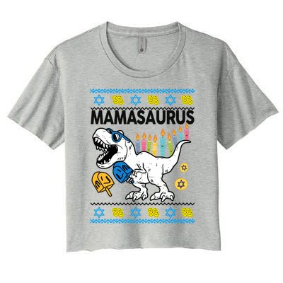 Hanukkahcute Gift Mom Mamasaurus Chanukah Dinosaur Funny Great Gift Women's Crop Top Tee