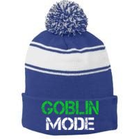 Halloween Goblin Mode Gaming Gamer Funny Gift Stripe Pom Pom Beanie