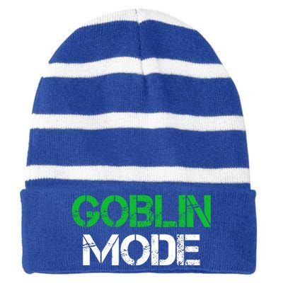 Halloween Goblin Mode Gaming Gamer Funny Gift Striped Beanie with Solid Band