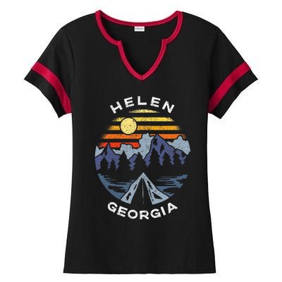 Helen Georgia Mountains Lake Ga Vacation Souvenir Ladies Halftime Notch Neck Tee