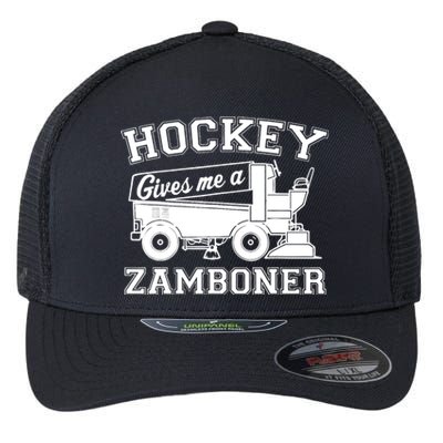 Hockey Gives Me A Zamboner Funny Hockey Fan Flexfit Unipanel Trucker Cap