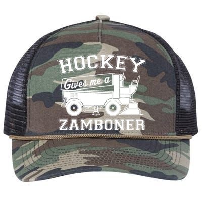 Hockey Gives Me A Zamboner Funny Hockey Fan Retro Rope Trucker Hat Cap