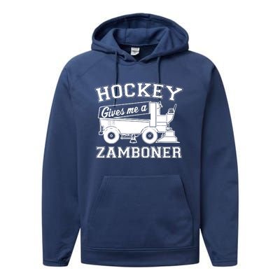 Hockey Gives Me A Zamboner Funny Hockey Fan Performance Fleece Hoodie