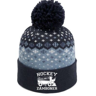 Hockey Gives Me A Zamboner Funny Hockey Fan The Baniff Cuffed Pom Beanie