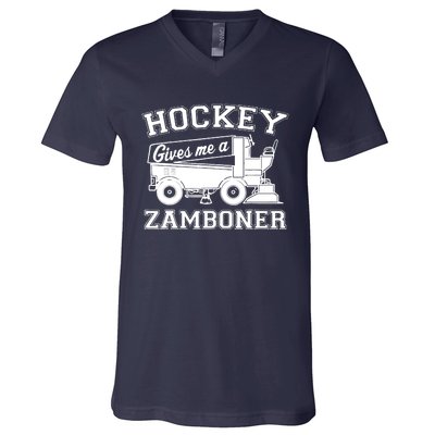 Hockey Gives Me A Zamboner Funny Hockey Fan V-Neck T-Shirt