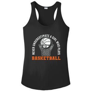 Hoops Girls Never Underestimate A Girl Who Plays Basketball Ladies PosiCharge Competitor Racerback Tank