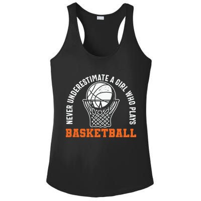 Hoops Girls Never Underestimate A Girl Who Plays Basketball Ladies PosiCharge Competitor Racerback Tank