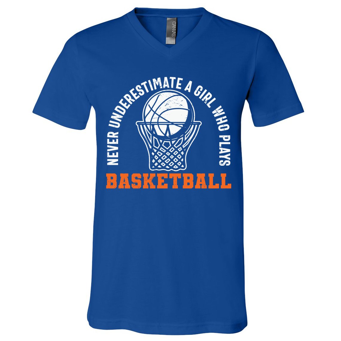 Hoops Girls Never Underestimate A Girl Who Plays Basketball V-Neck T-Shirt