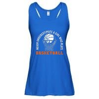 Hoops Girls Never Underestimate A Girl Who Plays Basketball Ladies Essential Flowy Tank