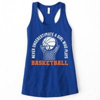 Hoops Girls Never Underestimate A Girl Who Plays Basketball Womens Tank Top