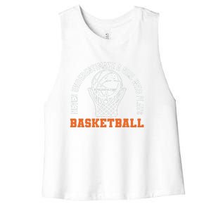 Hoops Girls Never Underestimate A Girl Who Plays Basketball Women's Racerback Cropped Tank