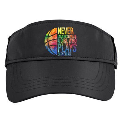 Hoops Girls Never Underestimate A Girl Who Plays Basketball Gift Adult Drive Performance Visor