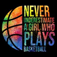 Hoops Girls Never Underestimate A Girl Who Plays Basketball Gift Flat Bill Trucker Hat