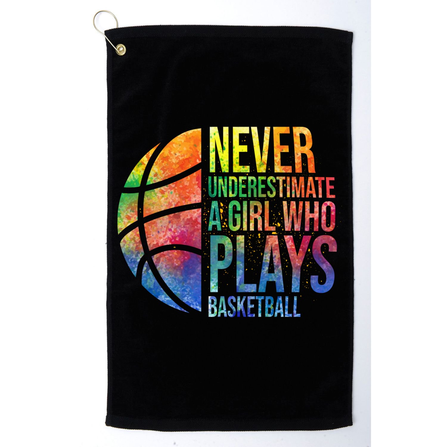 Hoops Girls Never Underestimate A Girl Who Plays Basketball Gift Golf Towel