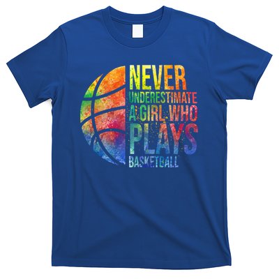 Hoops Girls Never Underestimate A Girl Who Plays Basketball Gift T-Shirt