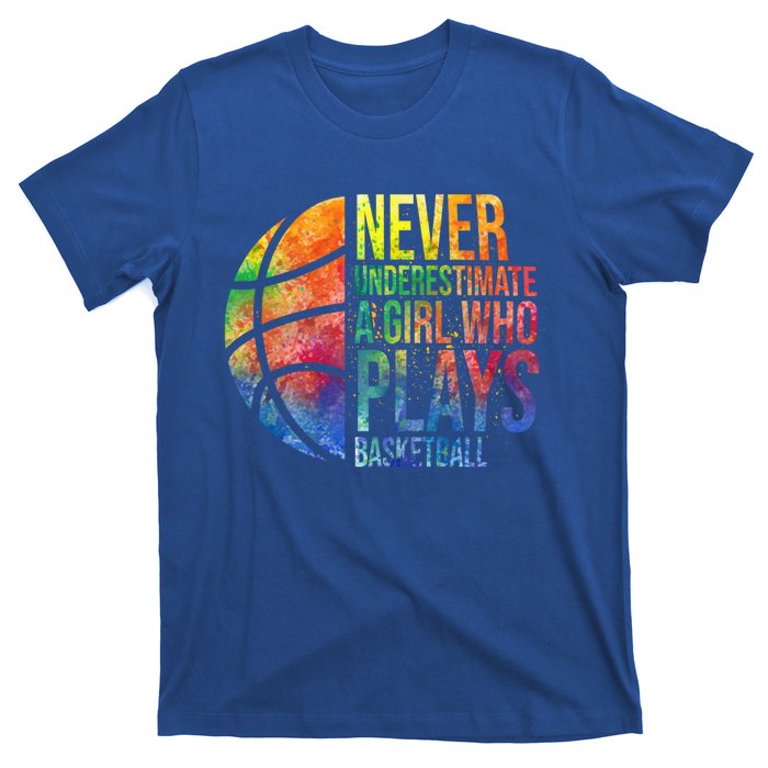 Hoops Girls Never Underestimate A Girl Who Plays Basketball Gift T-Shirt