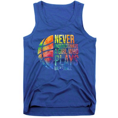 Hoops Girls Never Underestimate A Girl Who Plays Basketball Gift Tank Top