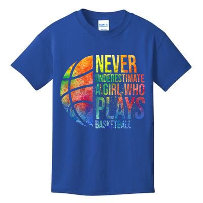 Hoops Girls Never Underestimate A Girl Who Plays Basketball Gift Kids T-Shirt