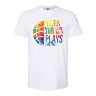 Hoops Girls Never Underestimate A Girl Who Plays Basketball Gift Softstyle® CVC T-Shirt