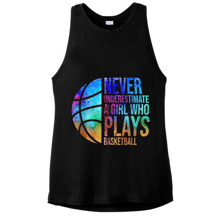 Hoops Girls Never Underestimate A Girl Who Plays Basketball. Ladies PosiCharge Tri-Blend Wicking Tank