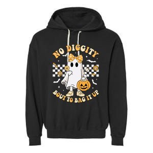 Halloween Ghost No Diggity Bout To Bag It Up Garment-Dyed Fleece Hoodie