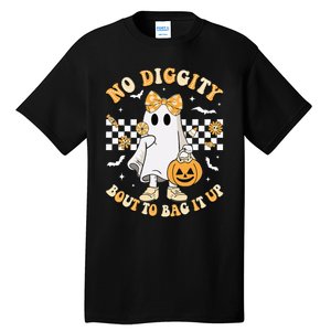 Halloween Ghost No Diggity Bout To Bag It Up Tall T-Shirt