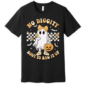 Halloween Ghost No Diggity Bout To Bag It Up Premium T-Shirt