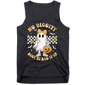 Halloween Ghost No Diggity Bout To Bag It Up Tank Top