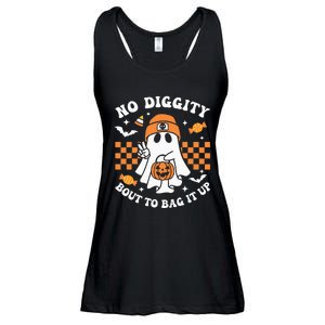 Halloween Ghost No Diggity Bout To Bag It Up Ladies Essential Flowy Tank