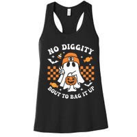 Halloween Ghost No Diggity Bout To Bag It Up Women's Racerback Tank