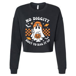 Halloween Ghost No Diggity Bout To Bag It Up Cropped Pullover Crew