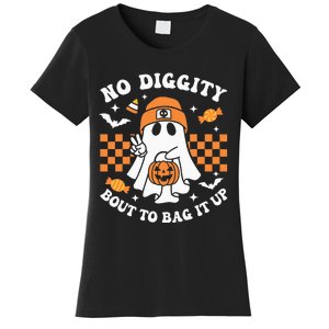 Halloween Ghost No Diggity Bout To Bag It Up Women's T-Shirt