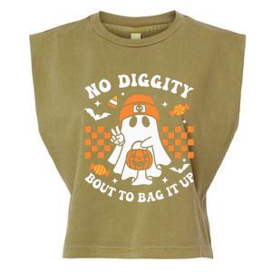 Halloween Ghost No Diggity Bout To Bag It Up Garment-Dyed Women's Muscle Tee