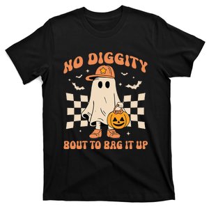 Halloween Ghost No Diggity Bout To Bag It Up T-Shirt