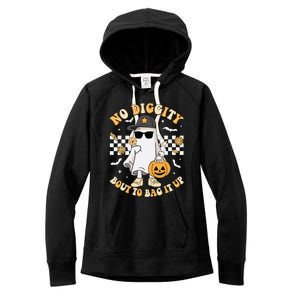 Halloween Ghost No Diggity Bout To Bag It Up Women's Fleece Hoodie