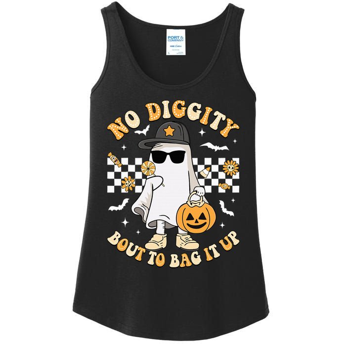 Halloween Ghost No Diggity Bout To Bag It Up Ladies Essential Tank