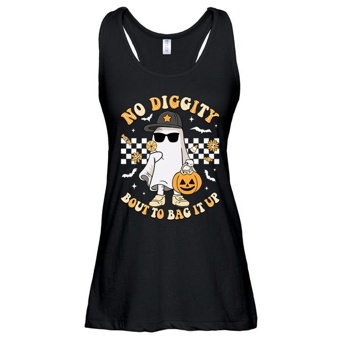 Halloween Ghost No Diggity Bout To Bag It Up Ladies Essential Flowy Tank