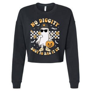 Halloween Ghost No Diggity Bout To Bag It Up Cropped Pullover Crew