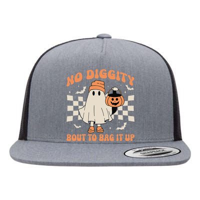 Halloween Ghost No Diggity Bout To Bag It Up Flat Bill Trucker Hat