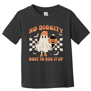 Halloween Ghost No Diggity Bout To Bag It Up Toddler T-Shirt