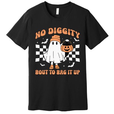 Halloween Ghost No Diggity Kids Bout To Bag It Up Premium T-Shirt